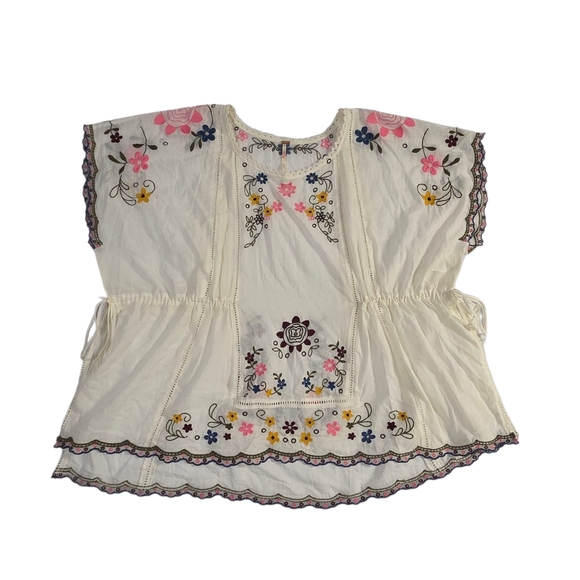 Free People Danielle Embroidered Boho Top Cloud Dancer Ivory Small NWT - Picture 6 of 16